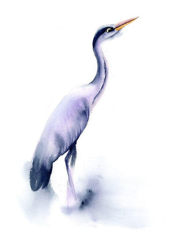 Crane White Modern Wood Framed Art Print with Double Matting by Shefranov, Olga