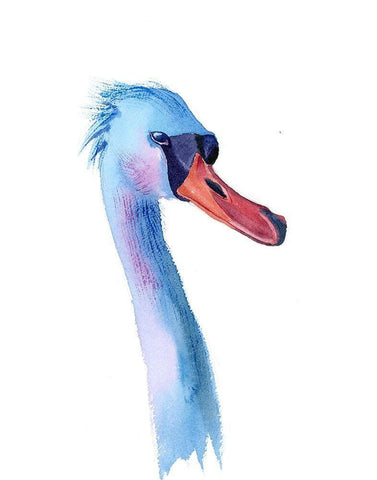 Swan Black Ornate Wood Framed Art Print with Double Matting by Shefranov, Olga