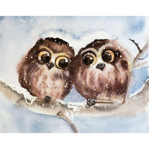 Owls Gold Ornate Wood Framed Art Print with Double Matting by Shefranov, Olga