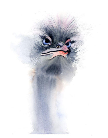 Ostrich White Modern Wood Framed Art Print with Double Matting by Shefranov, Olga