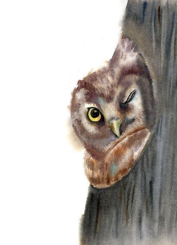 Peeker White Modern Wood Framed Art Print with Double Matting by Shefranov, Olga