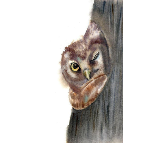 Peeker White Modern Wood Framed Art Print by Shefranov, Olga