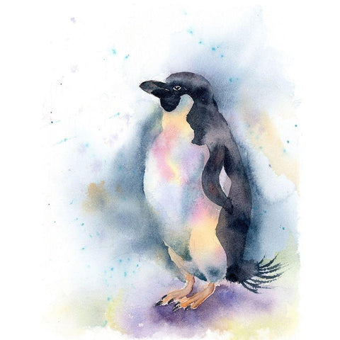 Penguin I White Modern Wood Framed Art Print by Shefranov, Olga