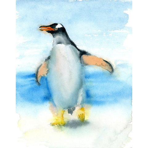 Penguin II White Modern Wood Framed Art Print by Shefranov, Olga