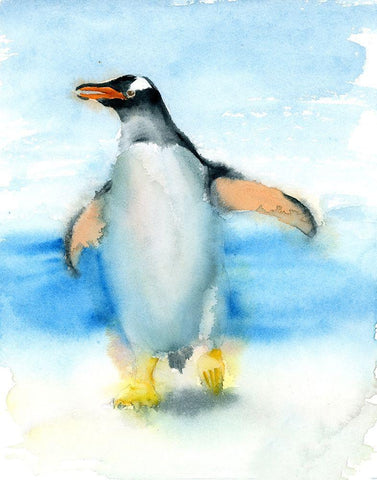 Penguin II White Modern Wood Framed Art Print with Double Matting by Shefranov, Olga