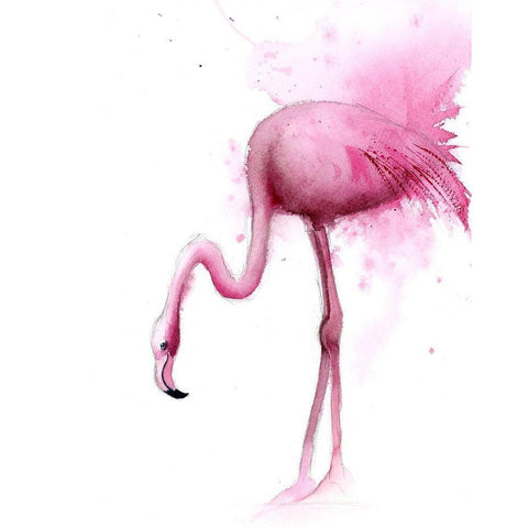 Flamingo II White Modern Wood Framed Art Print by Shefranov, Olga