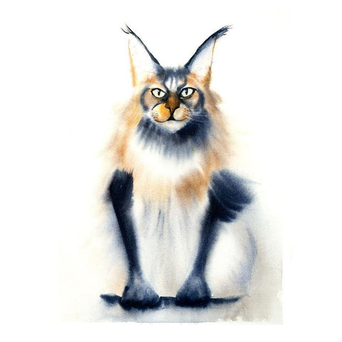 Wild Cat Black Modern Wood Framed Art Print with Double Matting by Shefranov, Olga