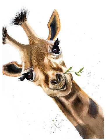 Giraffe White Modern Wood Framed Art Print with Double Matting by Shefranov, Olga