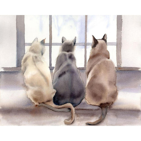 Cats Black Modern Wood Framed Art Print with Double Matting by Shefranov, Olga