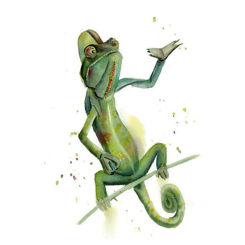 Chameleon White Modern Wood Framed Art Print by Shefranov, Olga