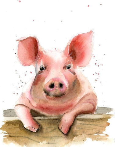 Piglet Black Ornate Wood Framed Art Print with Double Matting by Shefranov, Olga