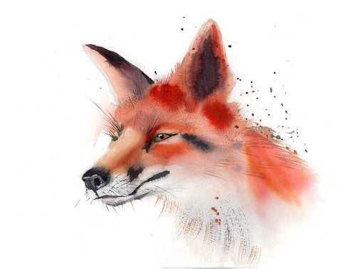 Fox White Modern Wood Framed Art Print with Double Matting by Shefranov, Olga