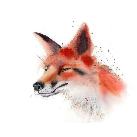 Fox Black Modern Wood Framed Art Print with Double Matting by Shefranov, Olga