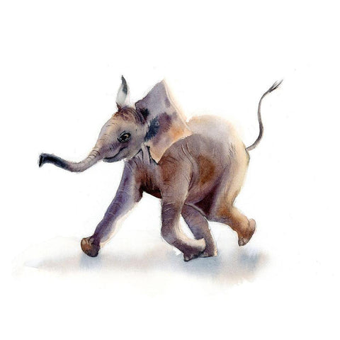 Elephant White Modern Wood Framed Art Print by Shefranov, Olga