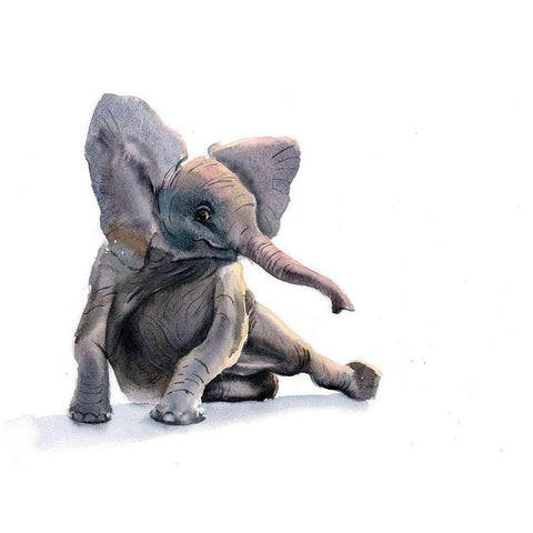 Elephant II Black Modern Wood Framed Art Print by Shefranov, Olga