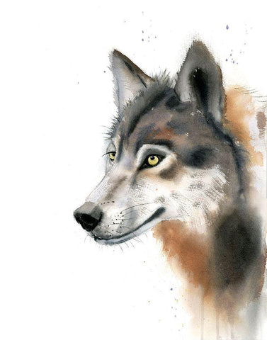 Wolf Black Ornate Wood Framed Art Print with Double Matting by Shefranov, Olga