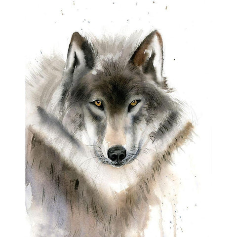 Wolf II Black Modern Wood Framed Art Print with Double Matting by Shefranov, Olga