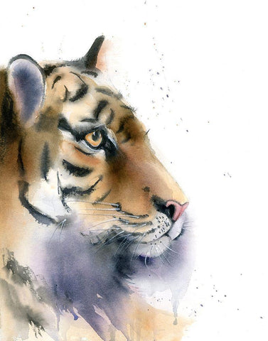 Tiger White Modern Wood Framed Art Print with Double Matting by Shefranov, Olga