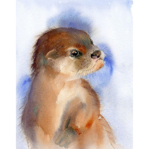 Otter White Modern Wood Framed Art Print by Shefranov, Olga
