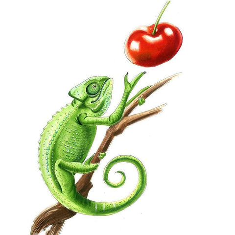 Chameleon White Modern Wood Framed Art Print by Shefranov, Olga