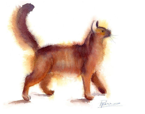 Cat White Modern Wood Framed Art Print with Double Matting by Shefranov, Olga