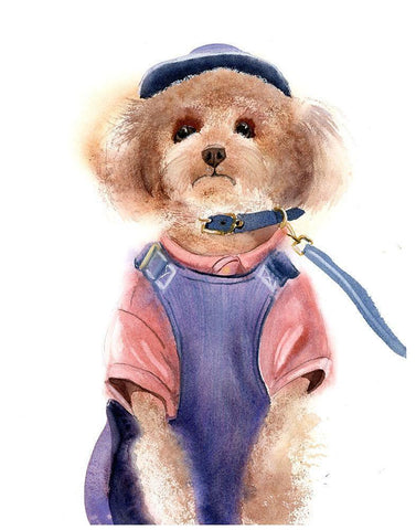 Dog Wearing Clothes II Black Ornate Wood Framed Art Print with Double Matting by Shefranov, Olga