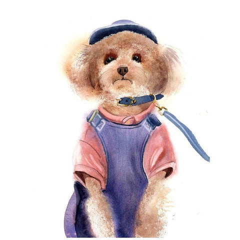 Dog Wearing Clothes II Black Modern Wood Framed Art Print with Double Matting by Shefranov, Olga