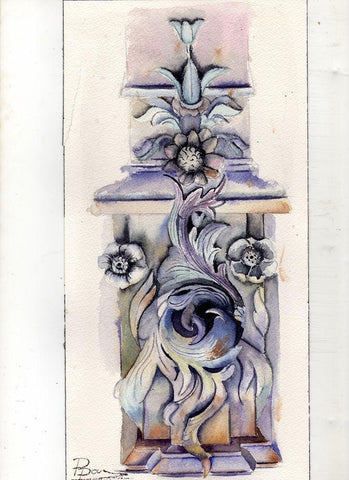 Fountain White Modern Wood Framed Art Print with Double Matting by Shefranov, Olga