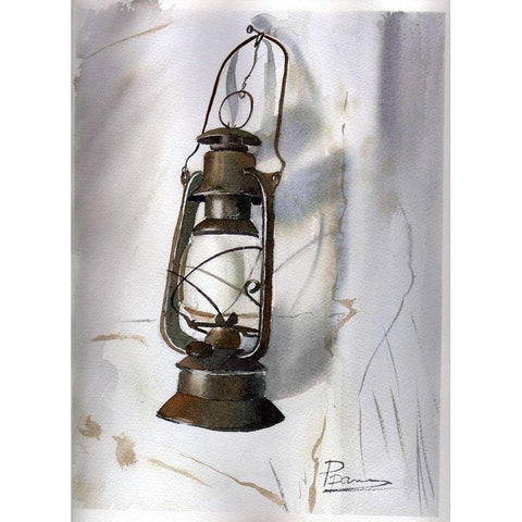 Lantern White Modern Wood Framed Art Print by Shefranov, Olga