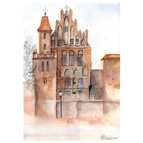 Castle White Modern Wood Framed Art Print by Shefranov, Olga
