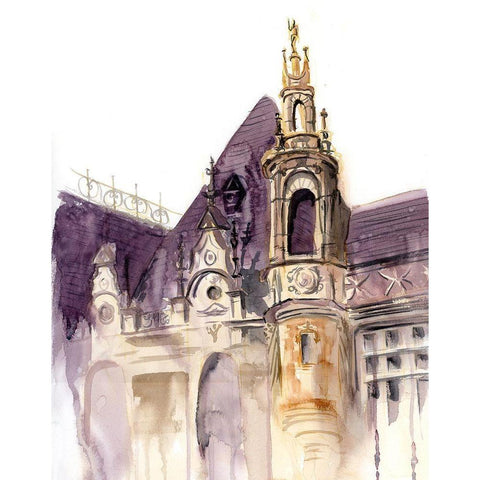 Castle II Black Modern Wood Framed Art Print with Double Matting by Shefranov, Olga