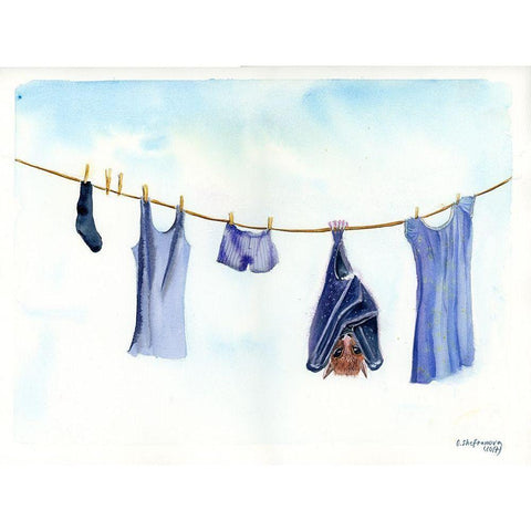 Clothesline II Gold Ornate Wood Framed Art Print with Double Matting by Shefranov, Olga