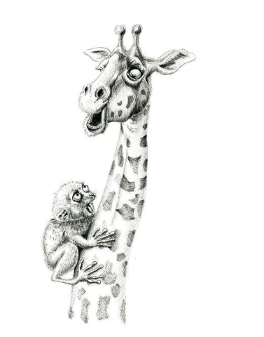 Giraffe IV Black Ornate Wood Framed Art Print with Double Matting by Shefranov, Olga