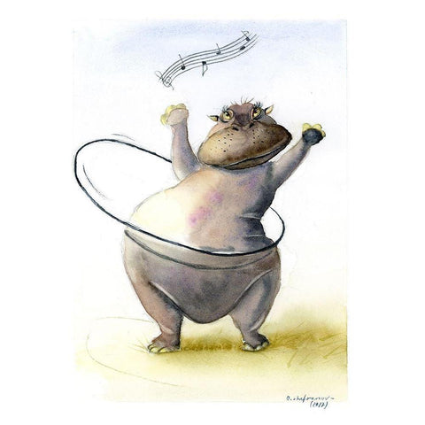 Hippo White Modern Wood Framed Art Print by Shefranov, Olga