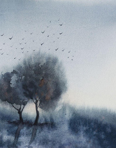 Gray Day White Modern Wood Framed Art Print with Double Matting by Shefranov, Olga