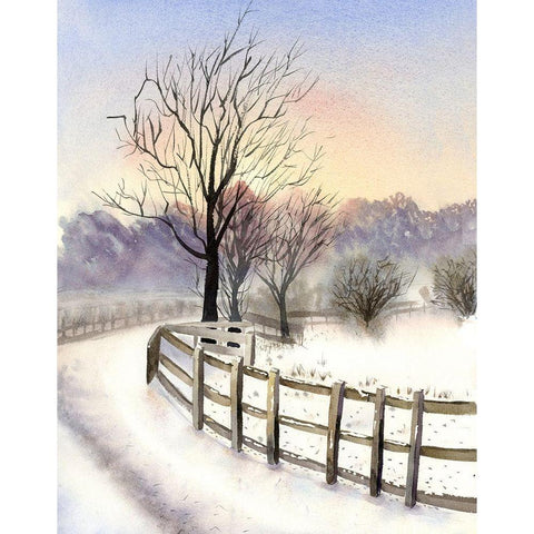 Winter Scene Gold Ornate Wood Framed Art Print with Double Matting by Shefranov, Olga