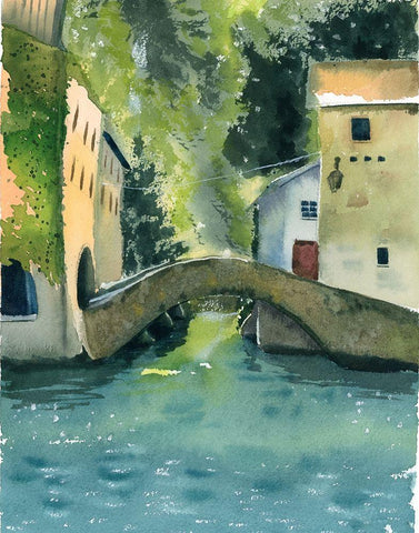 Bridge White Modern Wood Framed Art Print with Double Matting by Shefranov, Olga