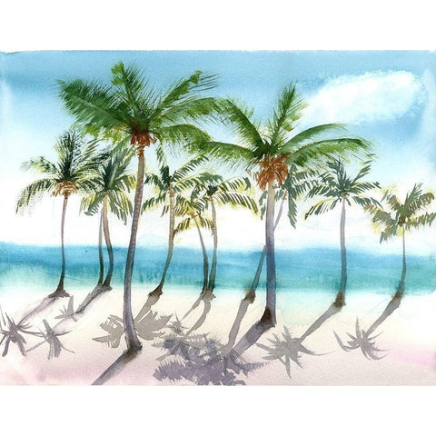 Palm Trees White Modern Wood Framed Art Print by Shefranov, Olga