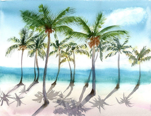 Palm Trees Black Ornate Wood Framed Art Print with Double Matting by Shefranov, Olga