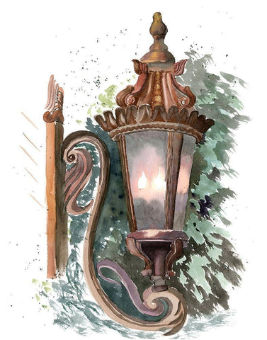 Lantern II Black Ornate Wood Framed Art Print with Double Matting by Shefranov, Olga