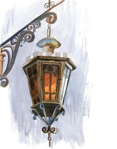 Lantern III Black Ornate Wood Framed Art Print with Double Matting by Shefranov, Olga