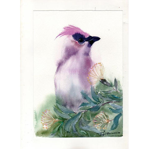 Purple Bird Black Modern Wood Framed Art Print by Shefranov, Olga