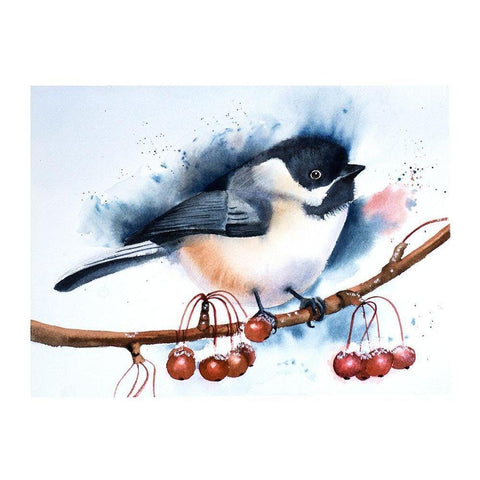 Chickadee Black Modern Wood Framed Art Print with Double Matting by Shefranov, Olga