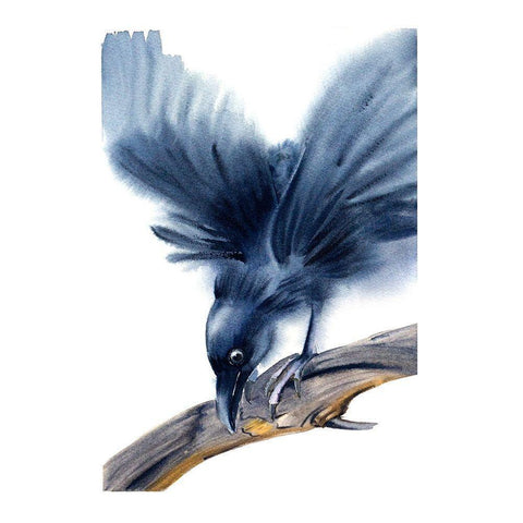 Crow Black Modern Wood Framed Art Print by Shefranov, Olga