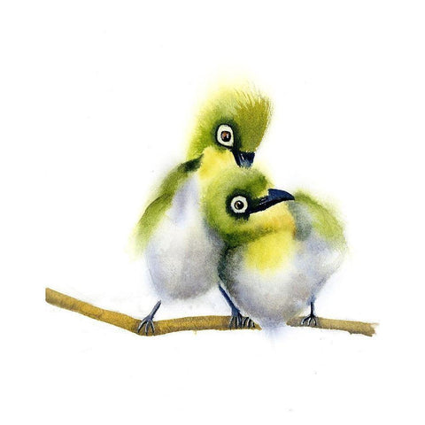 Lime Green Cuties Black Modern Wood Framed Art Print with Double Matting by Shefranov, Olga