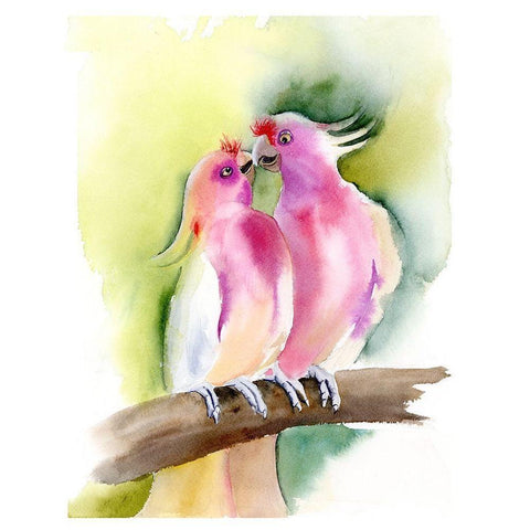 Tropical Birds Black Modern Wood Framed Art Print by Shefranov, Olga