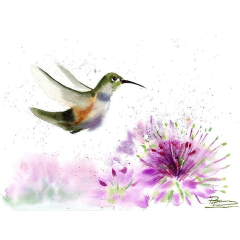 Hummingbird White Modern Wood Framed Art Print by Shefranov, Olga