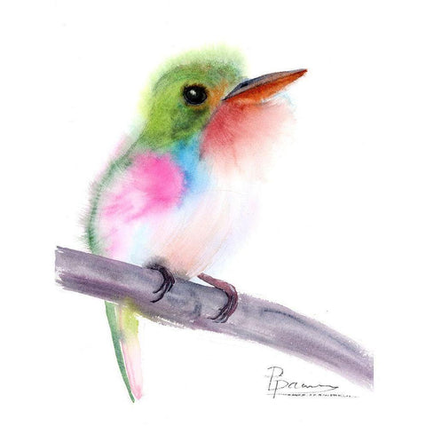 Tropical Bird V Black Modern Wood Framed Art Print by Shefranov, Olga