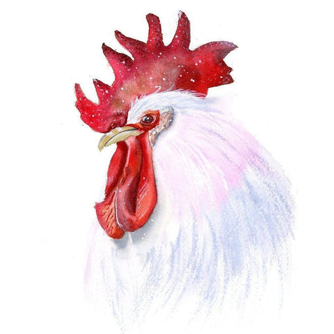 Rooster White Modern Wood Framed Art Print by Shefranov, Olga