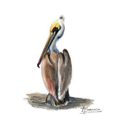 Beach Bird White Modern Wood Framed Art Print by Shefranov, Olga